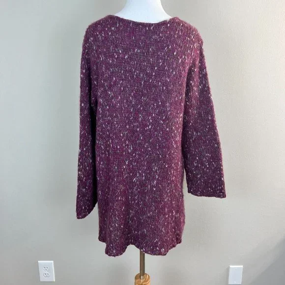 Tricots Jean Marc Tunic Sweater M Purple Open Knit Wool Mohair Blend Womens - Picture 6 of 11